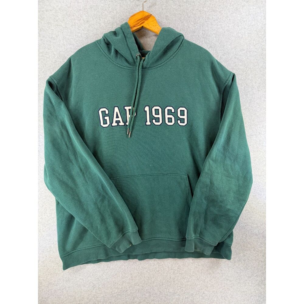 GAP 1969 Men’s XXL Forest Green Logo Pullover Fleece Hoodie Sweatshirt 3775